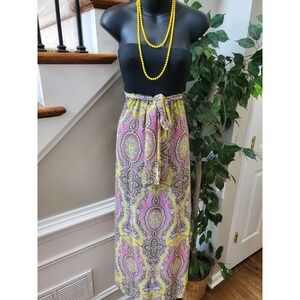 Xhilaration Women Black Yellow Polyester Off The Shoulder Long Maxi Dress Medium